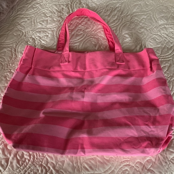 🌸 Vintage Victoria Secret Pink Stripe Canvas Tote 🌸 - Picture 2 of 6